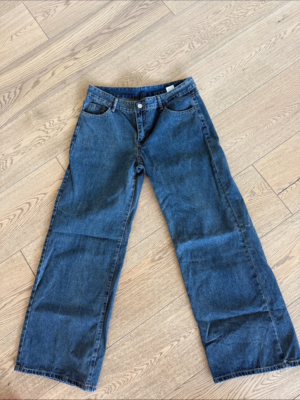 SHEIN Dark Blue Wide-Leg Denim Jeans